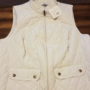 Womens Plus Size 1X Ivory Croft&Barrow Puffer Vest